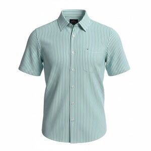 Pusser's British West Indies Shirt Mens L Blue White Stripe Short Sleeve